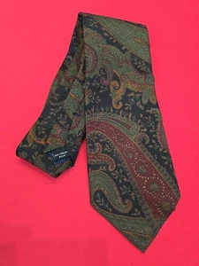 COACH Men’s Italian Silk Tie Paisley Green Red Gold Vintage Hand Made - Picture 1 of 4