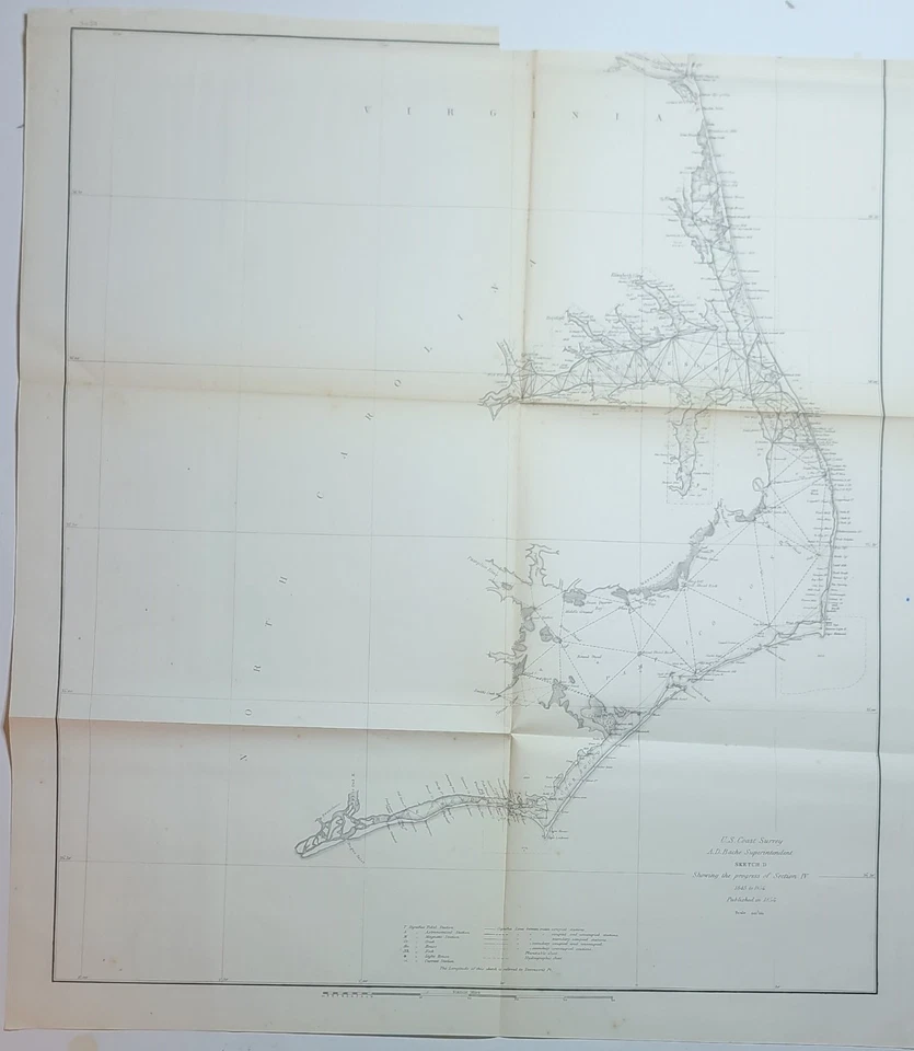 Dos mapas gráficos de 1854 US Coast Survey Cape Fear Wimble Shoals Carolina del Norte Foto 1 de 4
