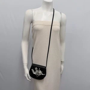 Vintage Ann Turk Leather Cross Body Shoulder Bag Purse Black Bulls Head & Cactus - Picture 1 of 11