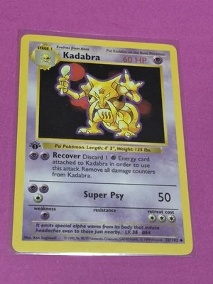 Pokemon Cards 1st Edition Shadowless Kadabra 32/102 Base Set NM - Image 1 of 4
