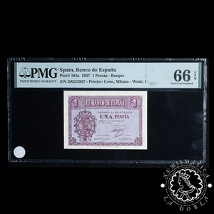1937 - PESETA - Burgos - Pick #104a Serie D - PMG 66 EPQ - Picture 1 of 2