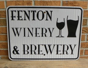 Retired Fenton Winery & Brewery, Highway Road  Sign, Metal, 24" x 18" - Picture 1 of 6