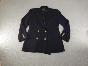 Vintage Lauren Ralph Lauren Blazer Womens 6 Petite Black Wool USA Old Money - Picture 1 of 14