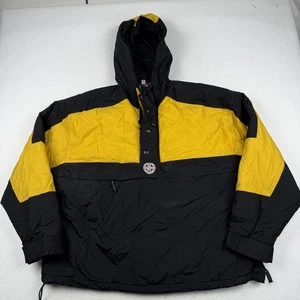 Vintage Chaps Ralph Lauren Gear Jacket Mens XL Black Yellow Anorak Hooded 90s - Picture 1 of 6