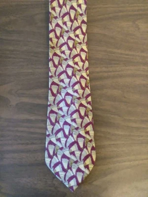 Corbata de diseñador vintage de vino y beige de Valentino 100 % seda para hombre-Italia Foto 1 de 4