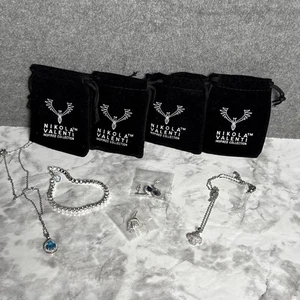 Nikola Valenti Silver Tone Jewelry Lot Square Link Bracelet Necklace Earrings - Picture 1 of 13