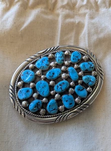Tommy Moore Navajo Vintage Belt Buckle Kingman Turquoise - Picture 1 of 9