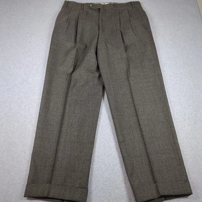 Pantalones De Colección Brooks Brothers Para Hombre 35x29 Glen Check Lana Plisada Puños Hechos en EE. UU. Foto 1 de 4