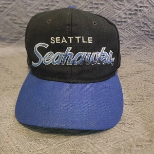 Seattle Seahawks Doble Línea Script Lana Deportes Especialidades Snapback Sombrero De Colección - Imagen 1 de 11