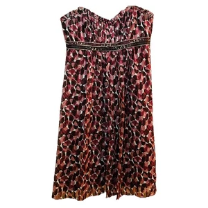 Mini Vestido BCBG MaxAzria Multicolor "Dubonet Combo" Seda Cuentas Sin Tirantes Talla 2 - Imagen 1 de 5