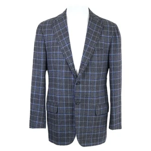 [USED] Kiton Check Pattern Cashmere 3 Button Tailored Jacket Size 48 Grey  - Picture 1 of 8