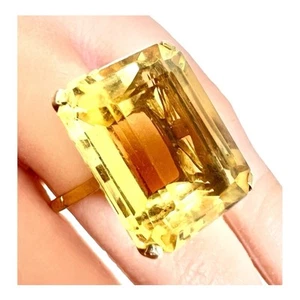 Citrine Ring 9ct Gold Hallmarked Size M 1/2 Art Deco Valuation £2,100 - Picture 1 of 24