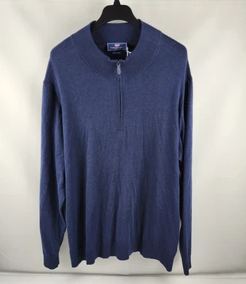 Pullover Vineyard Vines Hombres 3XB Azul Deep Bay Thaxter Mezcla de Cachemira 1/4 Cremallera Nuevo con Etiquetas Foto 1 de 4