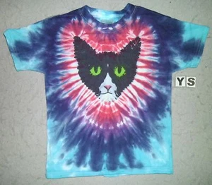 MAGLIETTA NERA SMOKING PORCELLANA GATTO GIRASOLE TIE DYE BAMBINO - Foto 1 di 7