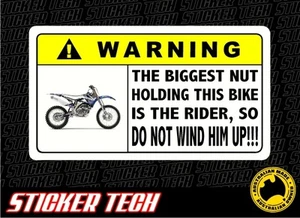WARNING YAMAHA MOTOCROSS DIRT BIKE FMX STICKER DECAL SUIT YZ125 YZ250 MOTO - Picture 1 of 1