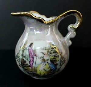 Vintage Japan Opalescent Luster Creamer/ Pitcher Victorian Courting Couple - Picture 1 of 6