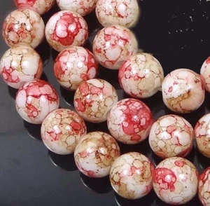 "Cuentas redondas de vidrio de barniz para hornear de 6 mm - rojo/marrón café 16" - Imagen 1 de 2
