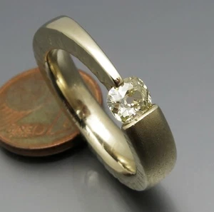 DISEÑO MADURO - ANILLO TENSOR DIAMANTE ELEGANTE - ÚNICO - ORO BLANCO 585 - Imagen 1 de 11