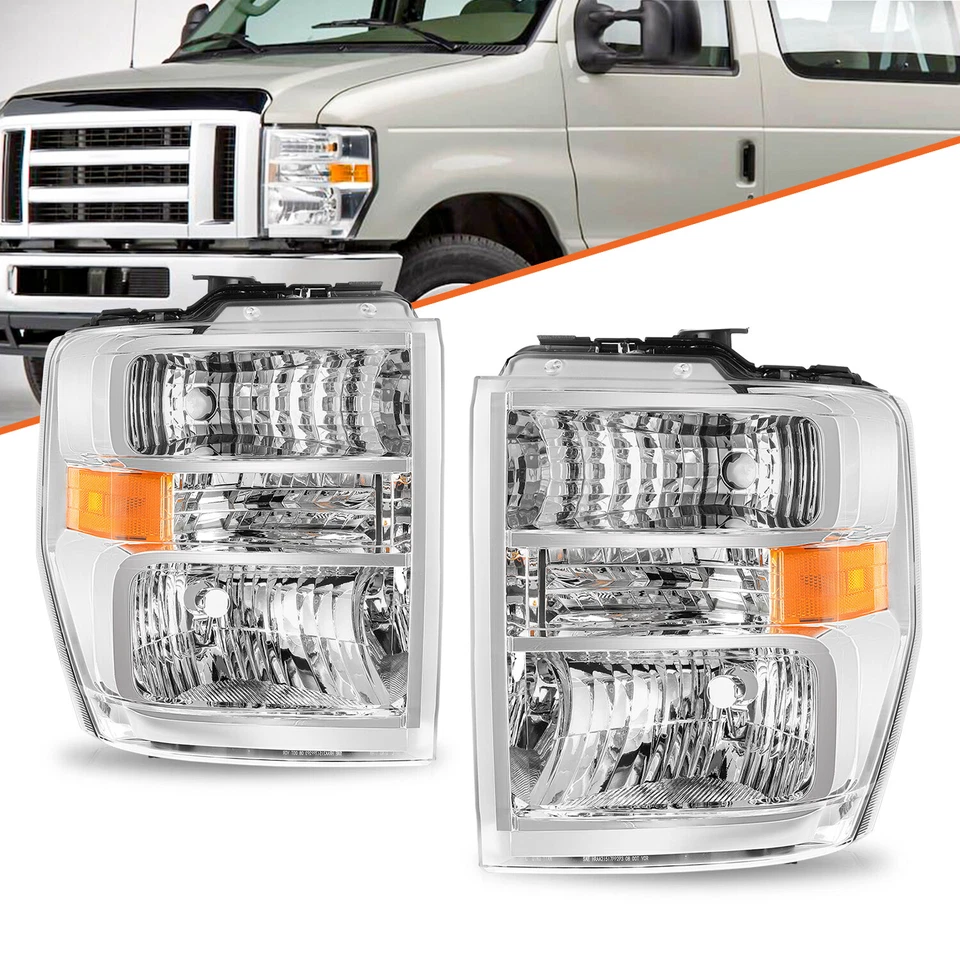 Par de faros halógenos superduty para Ford E150 E250 E350 E450 2008-2014 Foto 1 de 4