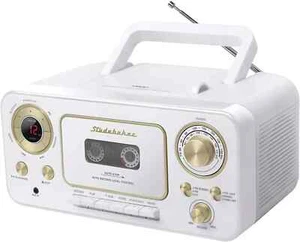 Studebaker Retro Estéreo con CD Cassette y Radio - Color Blanco/Dorado - Imagen 1 de 5