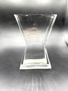 Moderne "X" geformte Vase klar schweres Glas 9" hoch - Bild 1 von 10