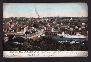 c1906 Boote & Brücke Vogelperspektive Catskill New York State Postkarte - Bild 1 von 2