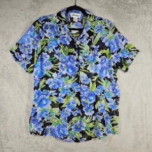 Camicetta donna Joanna trasparente brillante audace blu verde nero floreale cortaSlv nuova senza etichette taglia L - Foto 1 di 12