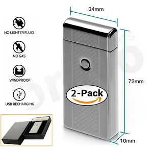 2X Dual Arc Electric Lighter USB charge Plasma Windproof Flameless Cigarette - Picture 1 of 6