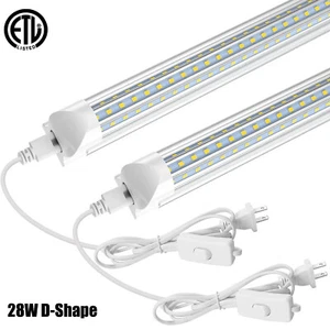 2 Pack 2FT T8 28W LED Tube Light 6000K Integrated D-Shape LED Shop Light Bulbs - Picture 1 of 8