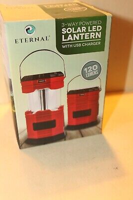 EDEternal 3-Way Powered Solar LED Lantern With Bulb In USB Charger (i.e., Phone) • 5.99$