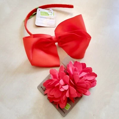 Tiara e barra de flores para meninas Gymboree Crazy 8 laços cauda de pônei laranja - Imagem 1 de 4