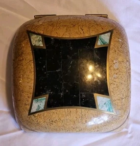 Large Exqusite Maitland Smith Marble with Inlaid Brass Tessellated Trinket Box  - Picture 1 of 11