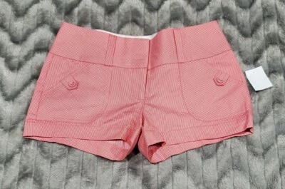 Charlotte Russe Womens Size 2 Melon Pink White Striped Shorts NWT Foto 1 de 4