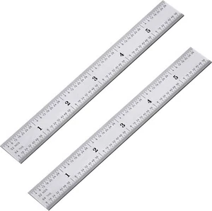 2 Pack Stainless Steel Ruler Machinist Engineer Ruler, Rigid Metal Ruler with In - Picture 1 of 7