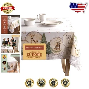 Beautiful Rectangular Tablecloth 54"x72" - Unique Animal Print and Tree Design - Picture 1 of 11