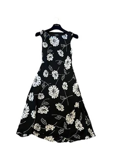 Jones New York Dress 8 Floral Black 100% Silk Vintage Y2K Long Cottage Core - Picture 1 of 8