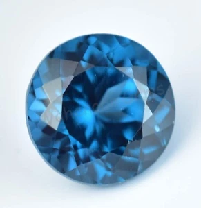 Piedra preciosa suelta CERTIFICADA impecable redonda topacio azul suizo natural de 4,30 quilates - Imagen 1 de 5