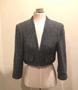 Abrigo Chaqueta Formal de Diseñador KAY UNGER Nueva York Talla 12 Jacquard Bolero Cóctel - Imagen 1 de 6