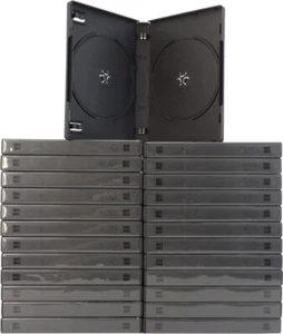 (25) DV2R22BK Black 2 Disc Empty Replacement 22MM DVD Media Storage Box Case - Bild 1 von 2