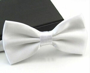 Men's Fashion Tuxedo Satin Plain Solid Color Adjustable Wedding Bowtie Bow Tie