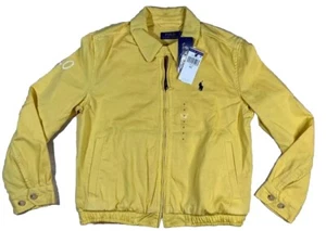 NWT Polo Ralph Lauren Womens Jacket Yellow L Full Zip Bayport Canvas Spell Out - Picture 1 of 5