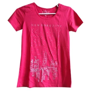 Teenage Cotton Red Tees, "New York City" Text Printed T-Shirt L-24" - Picture 1 of 3
