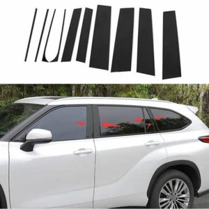 Black Titanium Car Window BC-Pillar Cover Trim For Toyota Highlander 2020-2022 - Picture 1 of 7