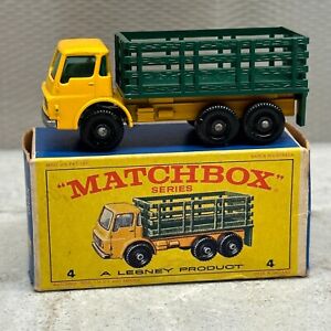 Lesney Matchbox 4 Stake Truck Yellow Black Hub Original Crafted Box
