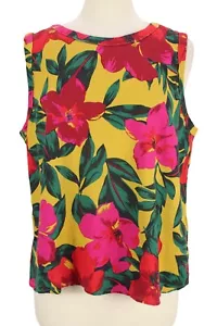 NWT C&C California Tank Top Size L Floral Linen Blend Colorful Tropical - Picture 1 of 12