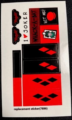 New Lego 7886 The Batcycle: Harley Quinn's Hammer Truck Replacement Sticker Pack - Image 1 of 4