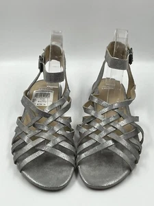 Johnston & Murphy Damen 7818229 Antiksilberne Riemchensandalen aus Leder Größe 8 M - Bild 1 von 15