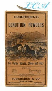 Antique LIVESTOCK CONDITION POWDERS box SODERGREN Co Pharmacists MINNEAPOLIS MN - Picture 1 of 4