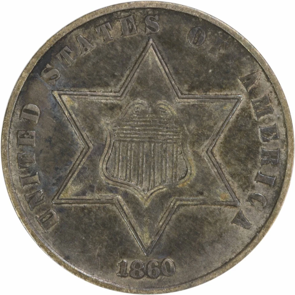 1860 Three Cent Silver EF Uncertified #132 - Image 1 of 2