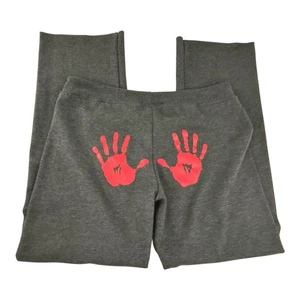 Pantalones deportivos vintage Y2k autoestima gris oscuro rojo huellas de manos juniors talla mediana - Imagen 1 de 13